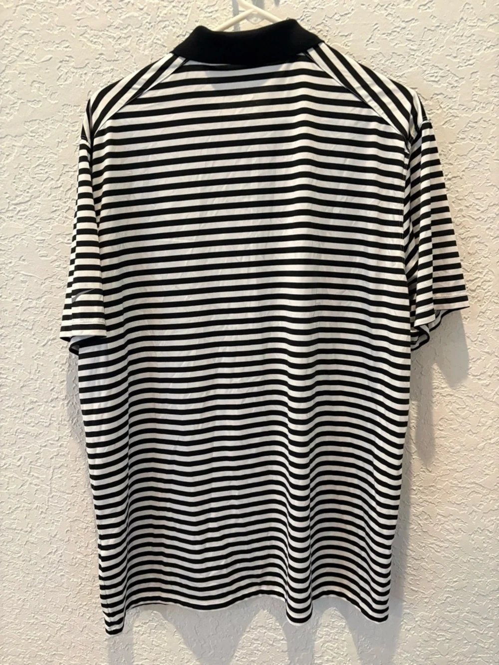 Nike Black & White Striped Polo with Embroidered Miami Marlins Logo